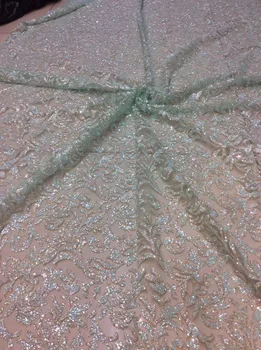 

Newest african lace fabric z-han92014 WITH glitter French tulle lace fabric For Wedding dress