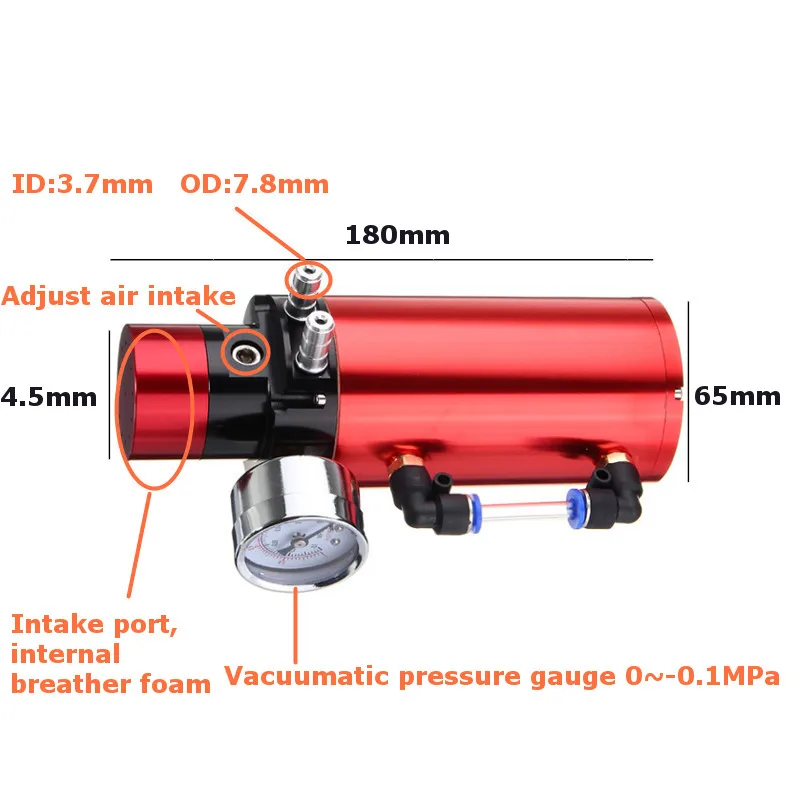 4 Цвета Универсальный алюминий машинное масло поймать резервуар дышащий резервуар может с вакуумный манометр
