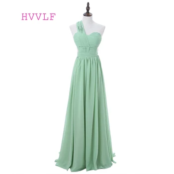 

Mint Green Celebrity Dresses A-line One-shoulder Chiffon Backless Women Long Evening Dresses Red Carpet Dresses