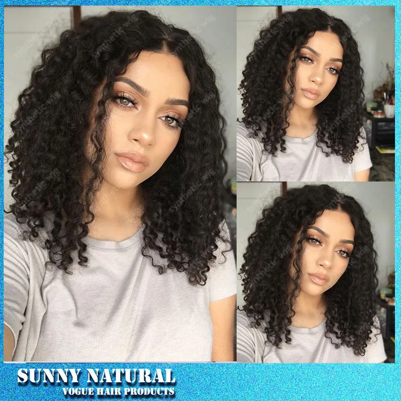 

Top Quality High 150% Density Black Wig Heat Resistant Synthetic Hair Wigs Fiber Kinky Curly Wigs Synthetic Lace Front Wigs
