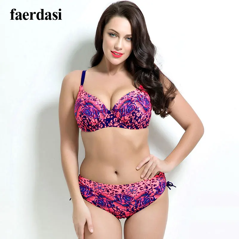 Plump women s Sexy bikini push up swimsuits Plus size swim wear 2016 biquini swimming suit