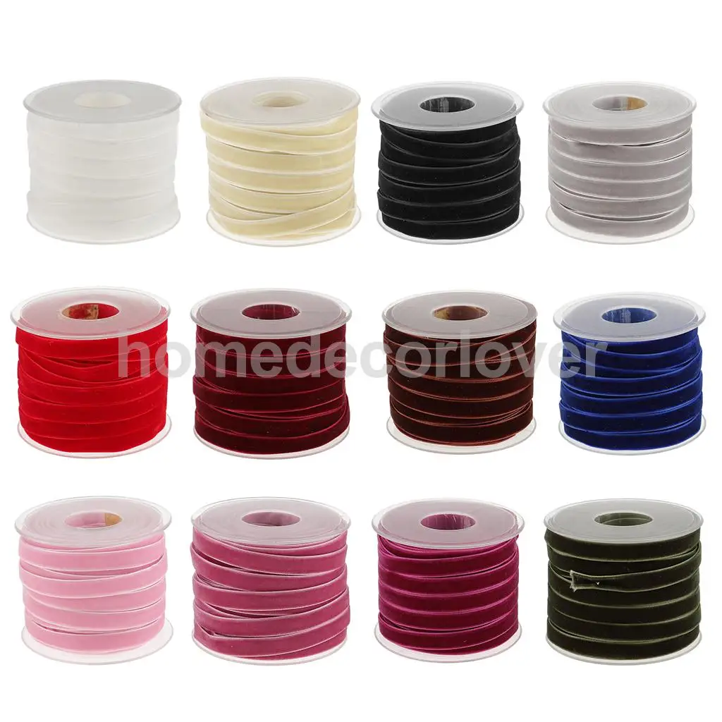 2*20 Yard Velvet Ribbon Roll For Diy Handicraft Decoratio or Holiday Gift Package Wrapping Wine Red & Green
