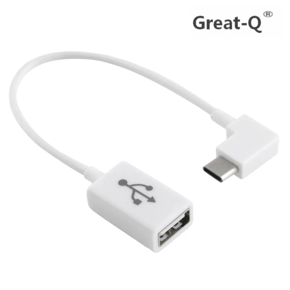 Great Q Right Angled 90 Degree USB C Type C to USB 2.0 Female OTG Cable for Cell Phone Tablet