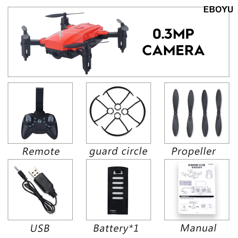 EBOYU LF602 2,4 ГГц мини-Дрон МП/Мп Wi-Fi FPV RC Дрон удерживающий высоту Безголовый режим один ключ возврат RC Квадрокоптер RTF - Цвет: Red 30W WiFi Cam