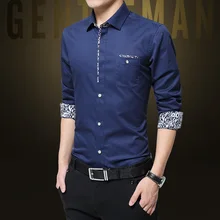Деловое платье рубашка Новая Мужская модная рубашка с длинными рукавами Мужская Camisa Masculina Повседневная приталенная хлопковая рубашка высокого качества