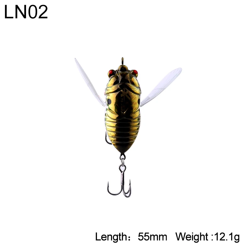 Kingdom Hot рыболовные приманки 4 см 5,5 см Topwater Insect жесткие приманки высокого качества Профессиональные воблеры Cicada приманки для рыбалки - Цвет: 5276-55-LN02