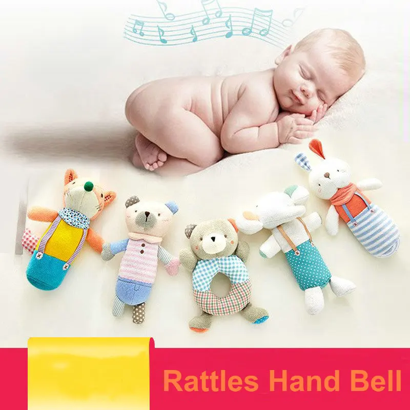 Игрушки для новорожденных 0-12 месяцев мультяшный кролик/медведь, погремушка для маленьких мальчиков и девочек, Колокольчик для малышей, плюшевые музыкальные игрушки