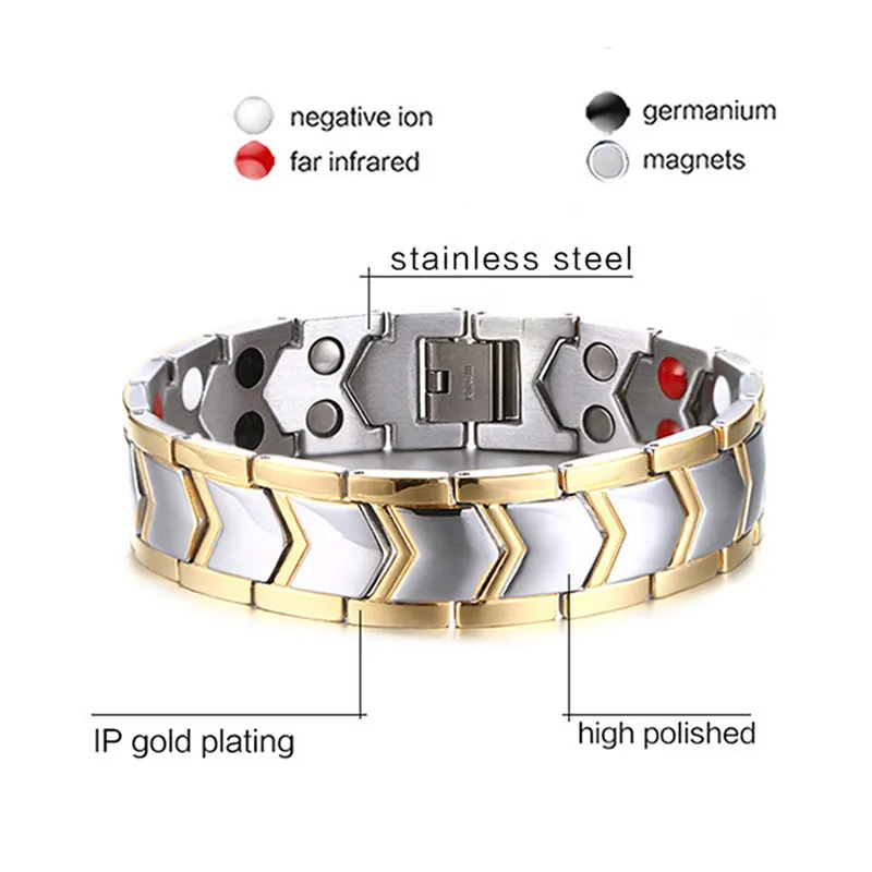 Мужской браслет браслеты энергетический германий магнитный браслет из турмалина Здоровье Уход ювелирные изделия для женщин браслеты браслет для похудения