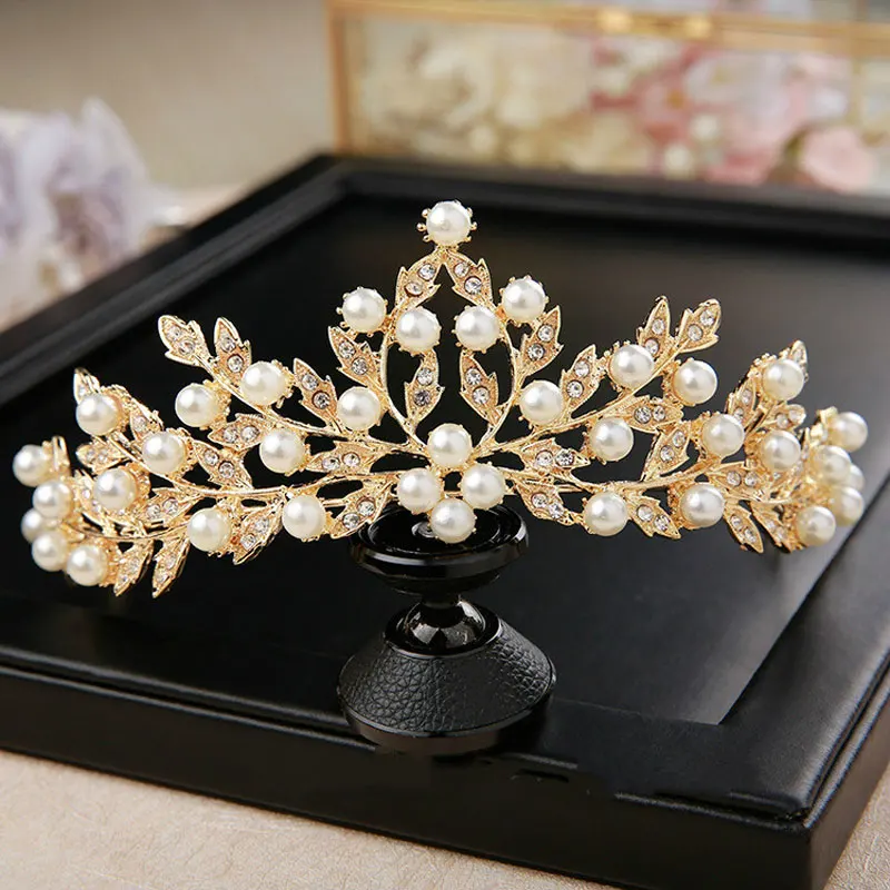 new high-grade pearl crown bride wedding dress accessories, styling hair accessories luxury pearl crown jewelry bridal jewelry