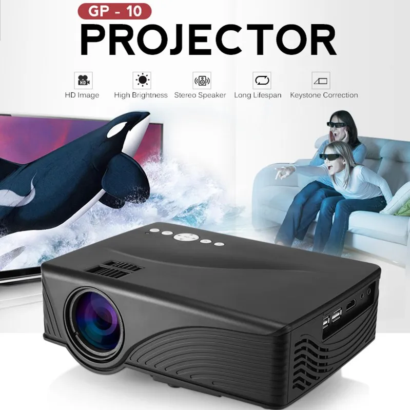 

GP10 GP-10 Video Projector Mini Home Theater 2000 Lumens 1080P HD 3D Video Home Theater Projector PK GP9 GP-9 GP12 GP-12