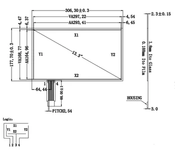 

13.3inch Resistive Touch Screen Panel 181.60mmx310.4mm 4Wire USB kit for monitor
