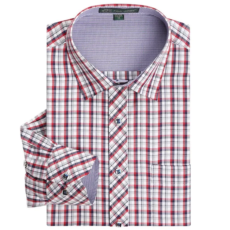 Высококачественные мужские клетчатые рубашки классического кроя, стильные мужские рубашки с длинными рукавами, удобные повседневные рубашки из хлопка - Цвет: 5633