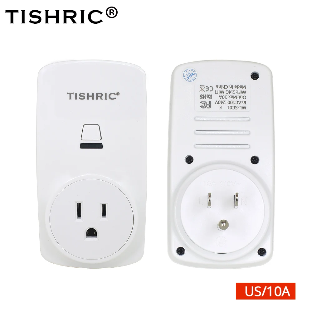 TISHRIC T30 умная вилка Wi-Fi ЕС/AU/FR/UK/US Евро адаптер 10A 220 V дистанционного Управление с Google дома Alexa Smart/WI-FI розетка - Цвет: US Plug