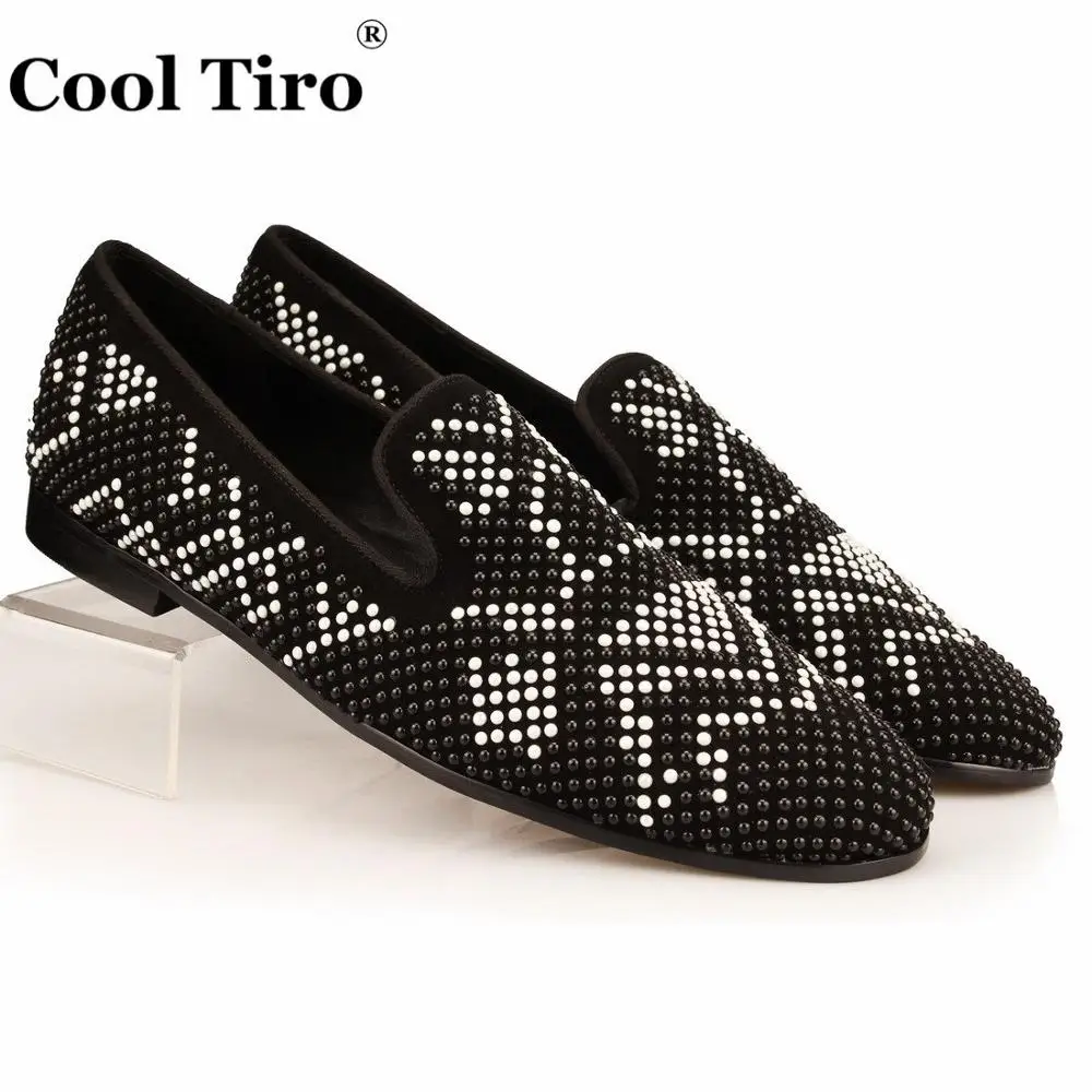 Strass Men Loafers Black Suede Slippers Dress Shoes Men's Flats (9)