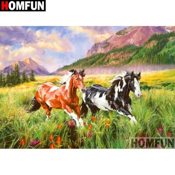 

HOMFUN Full Square/Round Drill 5D DIY Diamond Painting "Animal horse" Embroidery Cross Stitch 5D Home Decor Gift A16582