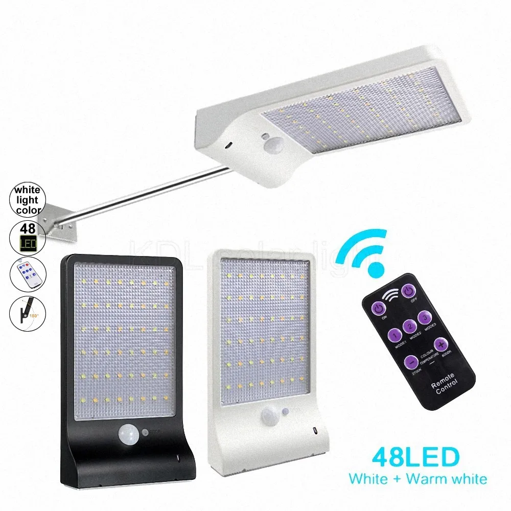 

48 LED Solar Light Ultra-thin Wireless PIR Motion Sensor Solar Lamp Ip65 Waterproof Outdoor Lighting Lights Garden Wall white li