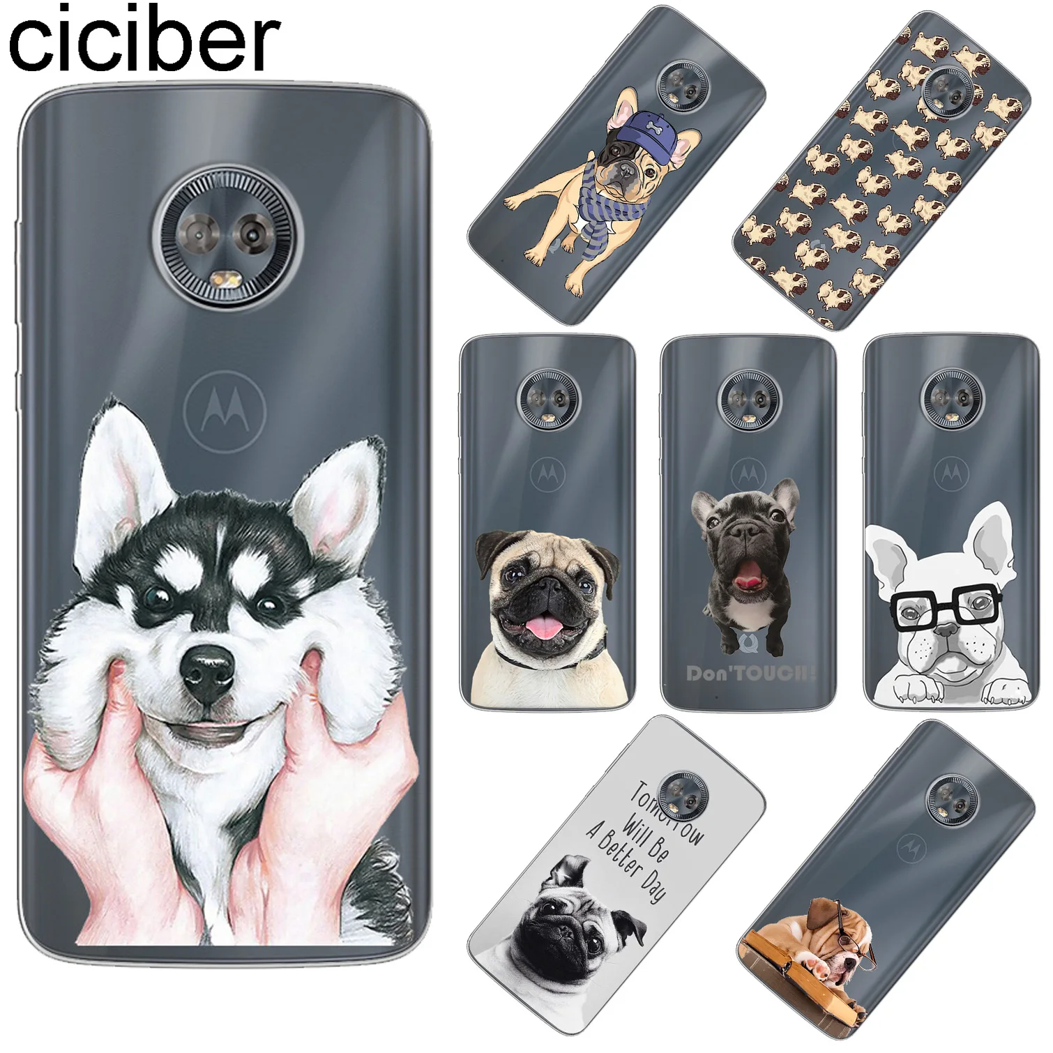 

ciciber For Motorola Moto C Z2 Z3 ONE P30 G4 G5 G5S G6 E4 E5 Play Plus Power M X4 Soft TPU Phone Cases Cute Funny Pug Dog Fundas