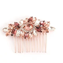 Розовое золото свадебный гребень для волос аксессуары для волос; свадебные ювелирные изделия для волос Головные уборы Румяна Заколка-пряжка с кристаллами в виде пряди волос