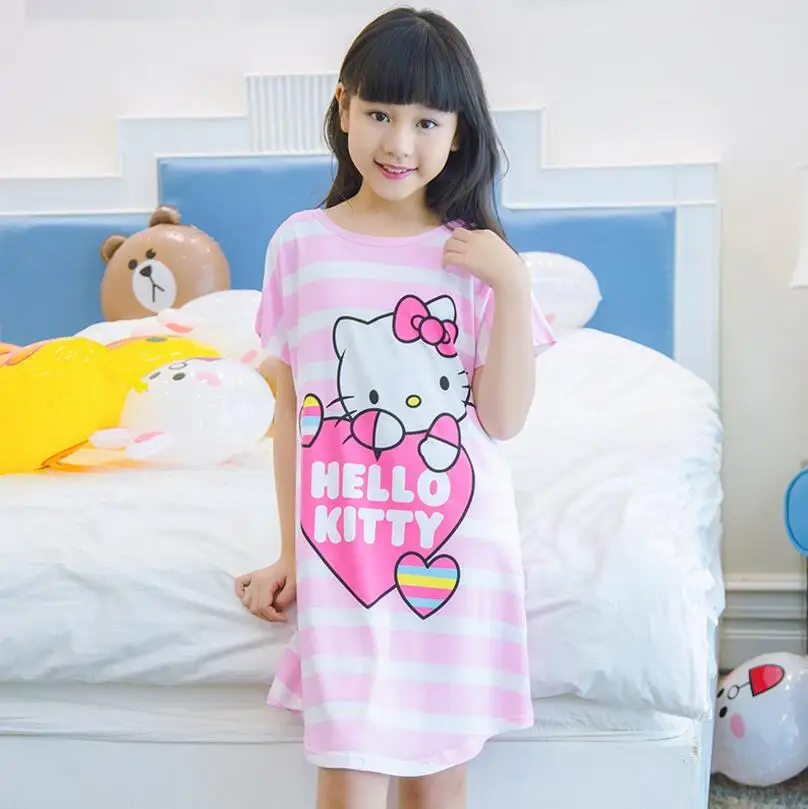 Для девочек ночные рубашки «Принцесса» Летний Детская одежда для детей короткий рукав мультяшная Ночная сорочка для детей Трикотажные героями из мультфильмов NS35