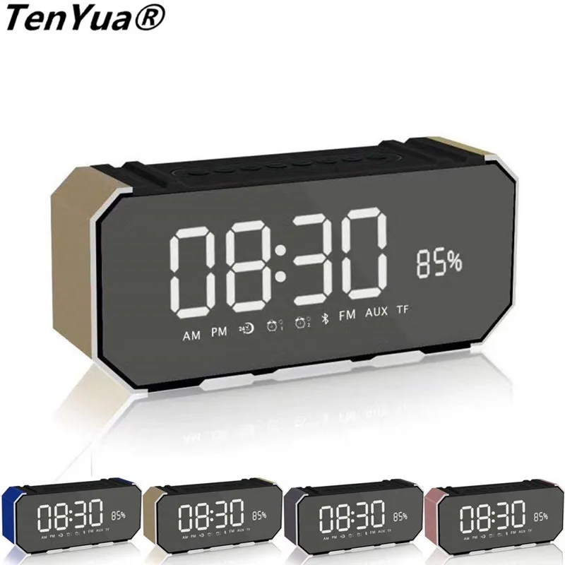 TenYua DG100 Portable Alarm Clock Radio Clock LED Subwoofer Card Stereo
