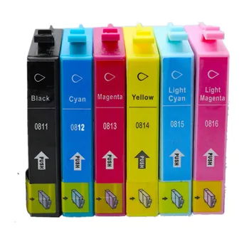

Replacement T0811N E-0811N T0816N Cartridges Ink For Stylus Photo T50 R290 R390 RX590 RX610 RX690 1410 TX650