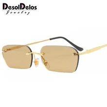 DesolDelos, узкие солнцезащитные очки для мужчин, без оправы, лето, красные, синие, черные, прямоугольные солнцезащитные очки для женщин, маленькое лицо