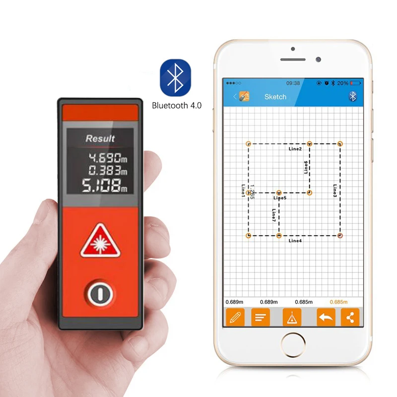 Mileseey 40 м сенсорный экран Bluetooth лазерный дальномер с мини-лазерным дальномером лазер метр