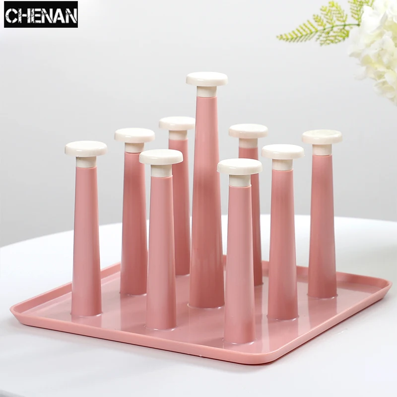 Colorful Plastic Glass Cup Rack Water Mug Draining Drying Organizer