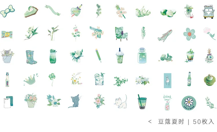 50 шт. милые канцелярские наклейки с растениями Kawaii наклейки "напитки" Бумажные Клейкие наклейки для детей DIY Скрапбукинг дневник Альбомы для фото
