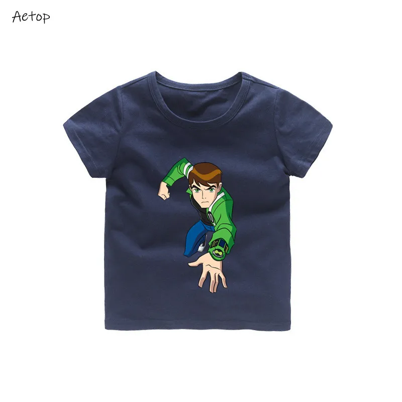 Новинка; детская футболка с героями мультфильма «Омнитрикс Бен 10» для мальчиков и девочек; детская футболка; летние топы для малышей; футболки с героями мультфильмов - Цвет: deep blue 1