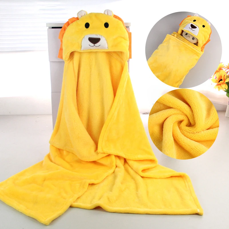 Cute Bear Soft Hooded Cartoon Animal Blanket Toddler Animal Baby