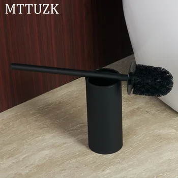 

MTTUZK Floor-standing matte black toilet brush set 304 stainless steel cleaning brush Creative toilet brush holder