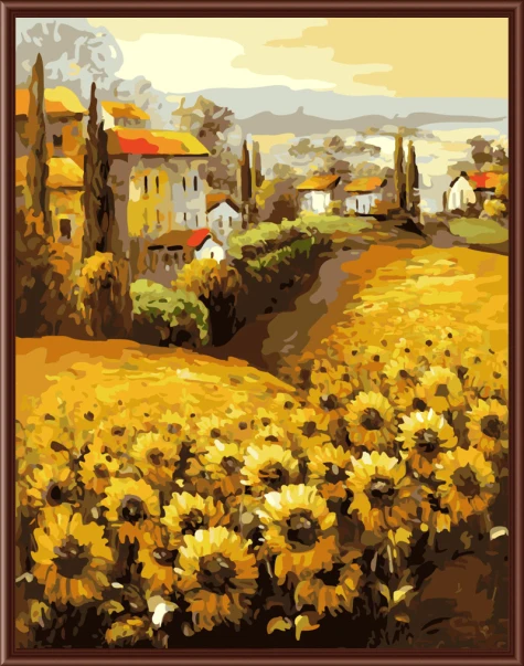 Beautiful Flowers Frameless Picture Painting By Numbers Digital Oil On Canvas Home Decoration DIY Sunflower | Дом и сад