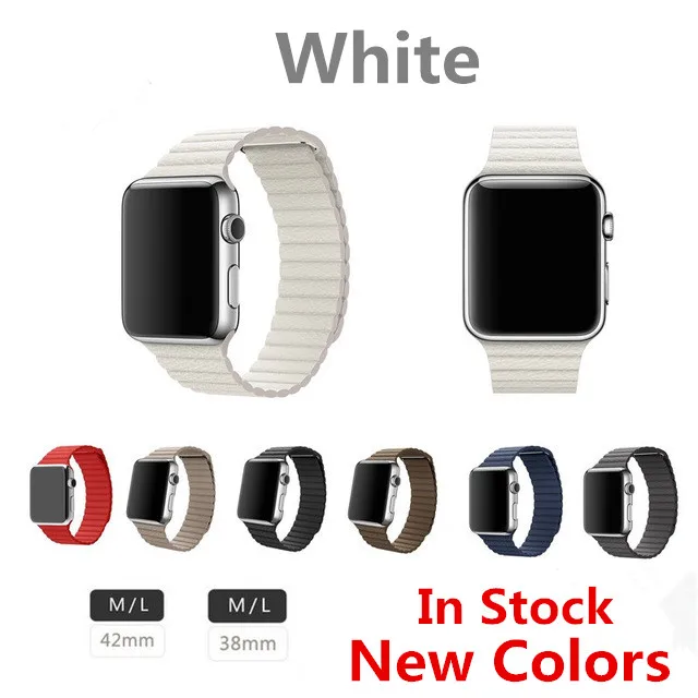 

White Leather Loop For Apple Watch Strap Genuine Leather Loop Band For Apple Watch Band New Color