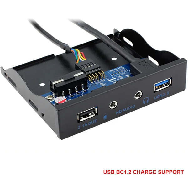 En-Labs USB 3,0+ USB порт быстрой зарядки 3,5 на передней панели аудио разъем микрофон, QC3.0 5 В/2,4 А или BC1.2 2,1 А порт зарядки - Цвет: U3-BC1.2 5V2.1A