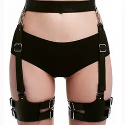 Для женщин сексуальный кожаный бюстгальтер бондаж, черные, с ремешками на пряжках, ремни с возможностью регулировки в готическом стиле
