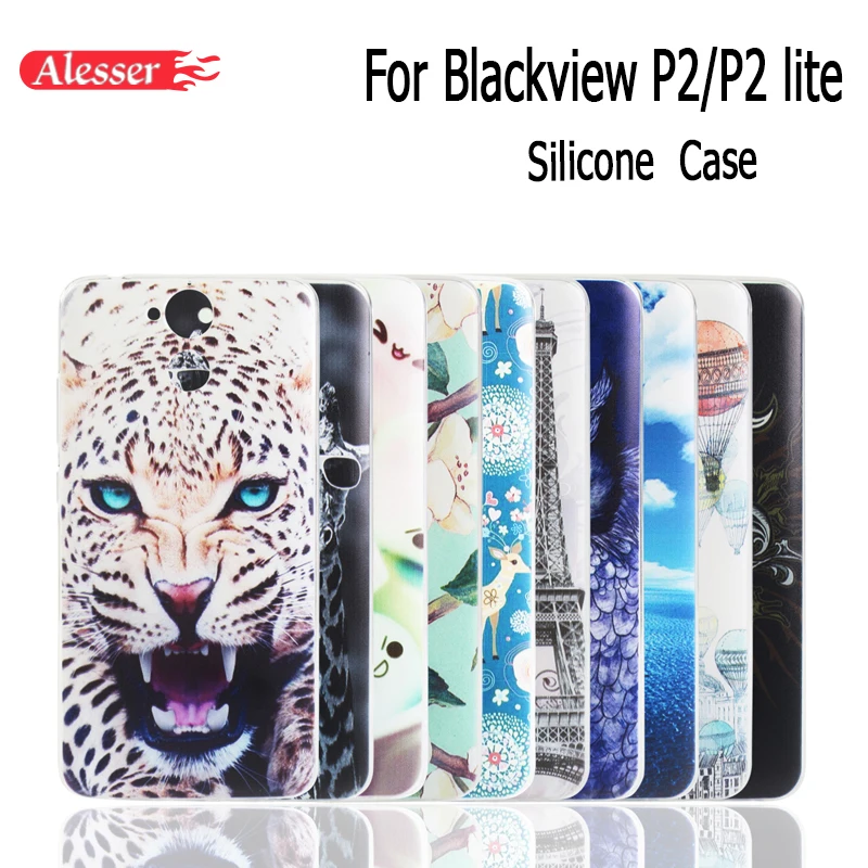 

Alesser For Blackview P2 P2 lite Silicone Case Soft TPU Back Cover With Colorful Drawings Print Phone Protective Case