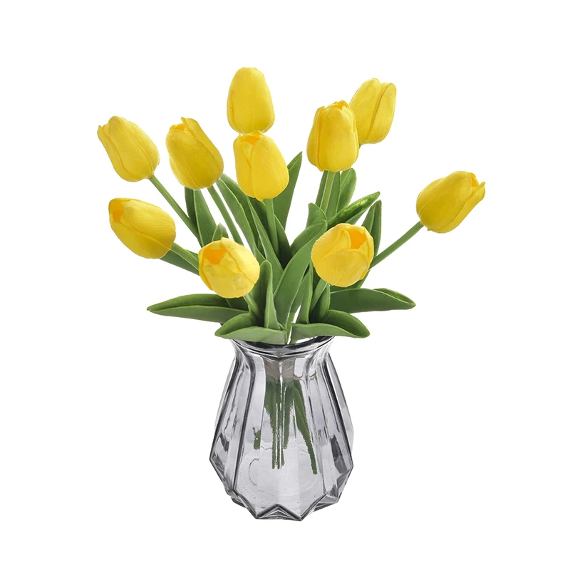 

10 Branches Yellow Tulip Flowers Bright Bud Artificial Decor Tulip Flower Real Touch Fake Tulips Home Wedding Store Decoration