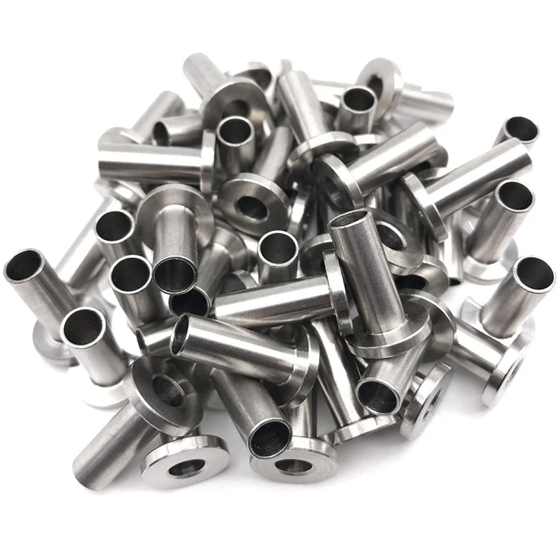 

Stainless Steel Protector Sleeves For 1/8 Inch Cable Railing , Wood Posts , Diy Balustrade T316 Marine Grade 64 Pack