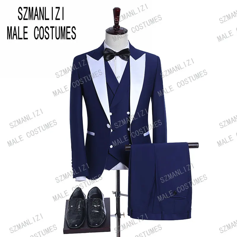 Black Velvet Lapel Mens Suits Red Groomsmen 3 Pieces Tuxedos Costume Slim fit Formal Prom Party Men Wedding Groom Suits - Цвет: as picture