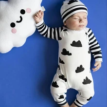 2017 Spring Baby Outfits Baby Boys Clothes Cotton Printed Girls Jumpsuit Infant Romper Hat 2pcs Newborn