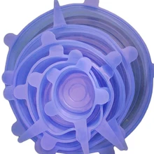 6 шт Универсальная Силиконовая Вакуумная Крышка-миска кастрюля для приготовления пищи крышка-Силиконовые эластичные крышки силиконовая крышка кастрюля разлива Крышка Пробка Крышка