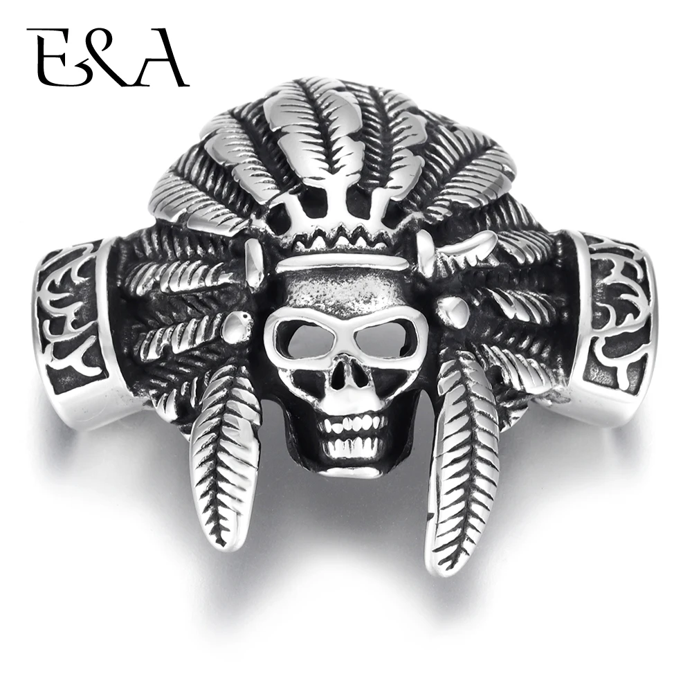 

Stainless Steel Indian Chief Skull Connector Hole 12*6mm for DIY Punk Charm Bracelet Findings HIPHOP Men Jewelry Making Supplies