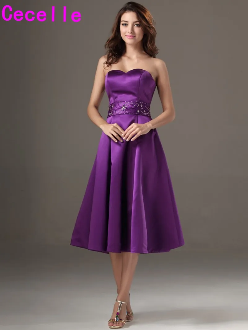 purple dresses for weddings knee length