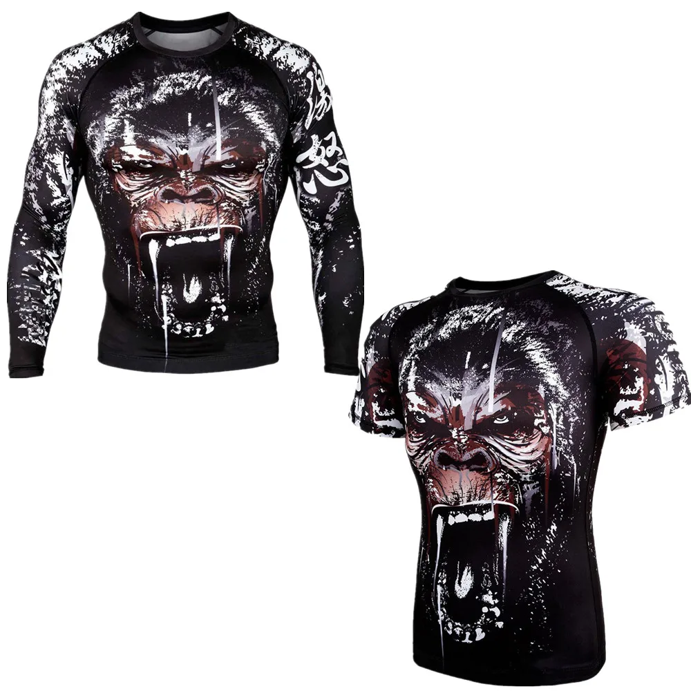 

MMATRUNKS 2019 Mens Fitness Sublimated Print Rashguard Jiu Jitsu Stretchable Tight Breathable BJJ Boxing Jerseys Muay Thai Fight