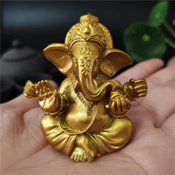 Gold Lord Ganesha Buddha Statue Elephant God 3