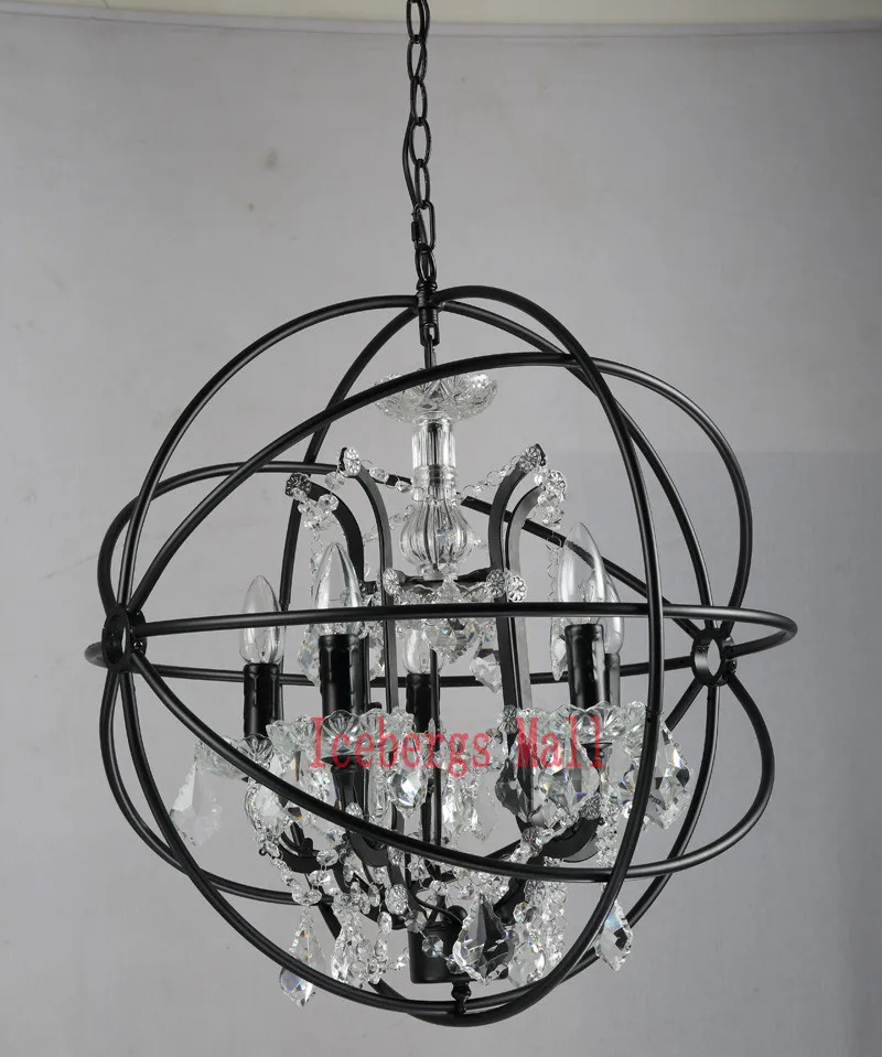 Nordic Iron Chain Cage Crystal Pendant Lights American RH Industrial Lamp Vintage Home Decor Hanging Light For Living Room1