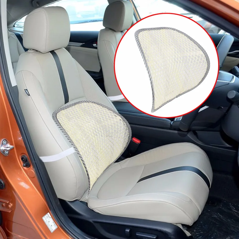 

Car White Seat Rest Ice Silk Mesh Cushion Pillow Cushion Lumbar Back Massage Soft Waist Support Pillow on Car Chair