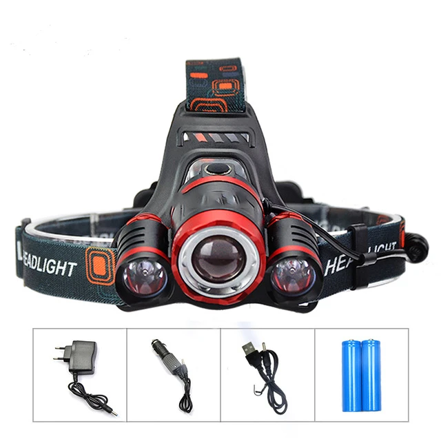 

18650 Head Lamp Flashlight Head Rechargeable Head Torch 10000Lm3 XML T6 LED Flashlight Headlamp Fishing Hunting without logo