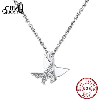 

Effie Queen 925 Sterling Silver Pendant Necklaces For Women Cute Butterfly Pendant AAAA Zircon Silver Necklace Jewelry BN160